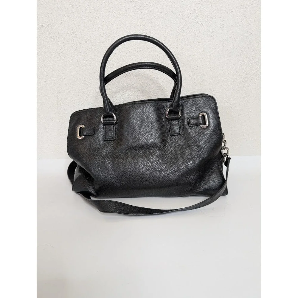Michael Kors Hamilton Black Leather Shoulder Bag‎ Silver Y2k Large Buckle Detail